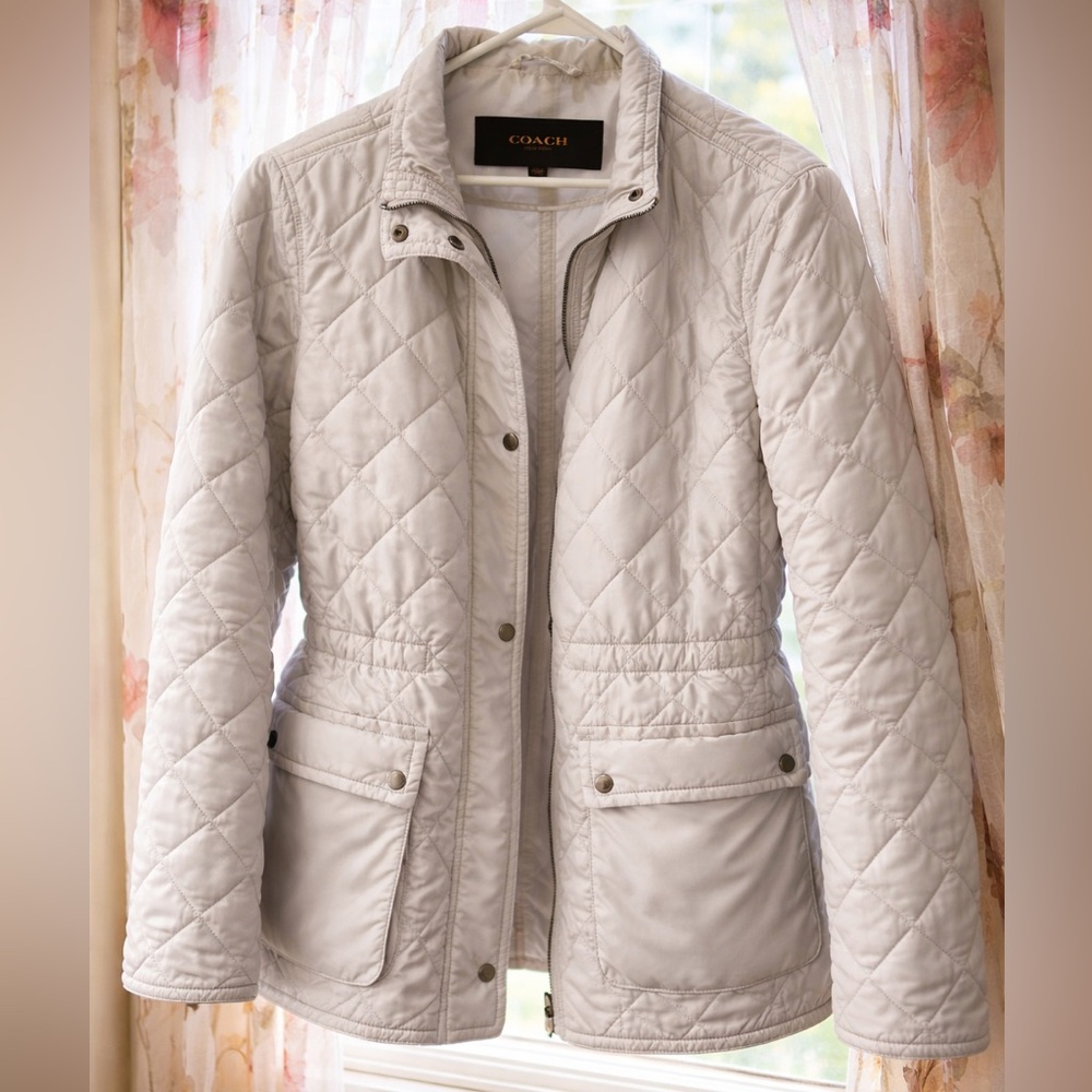 Coach Women's Light Gray Quilted Jacket